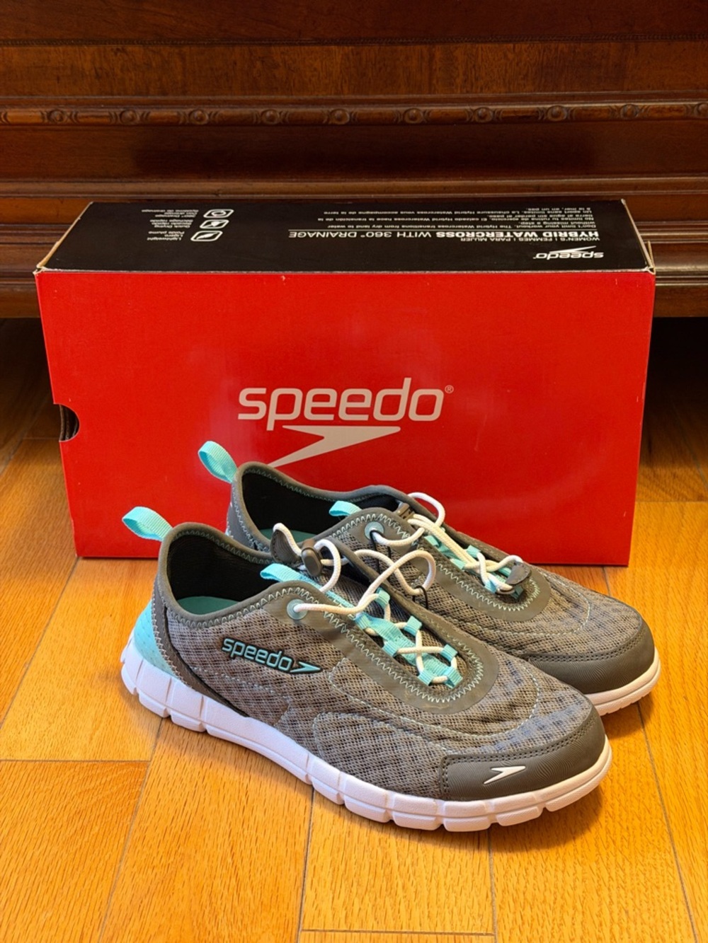 Speedo Gray and Teal Women's Hybrid Watercross Slip-On Sneakers